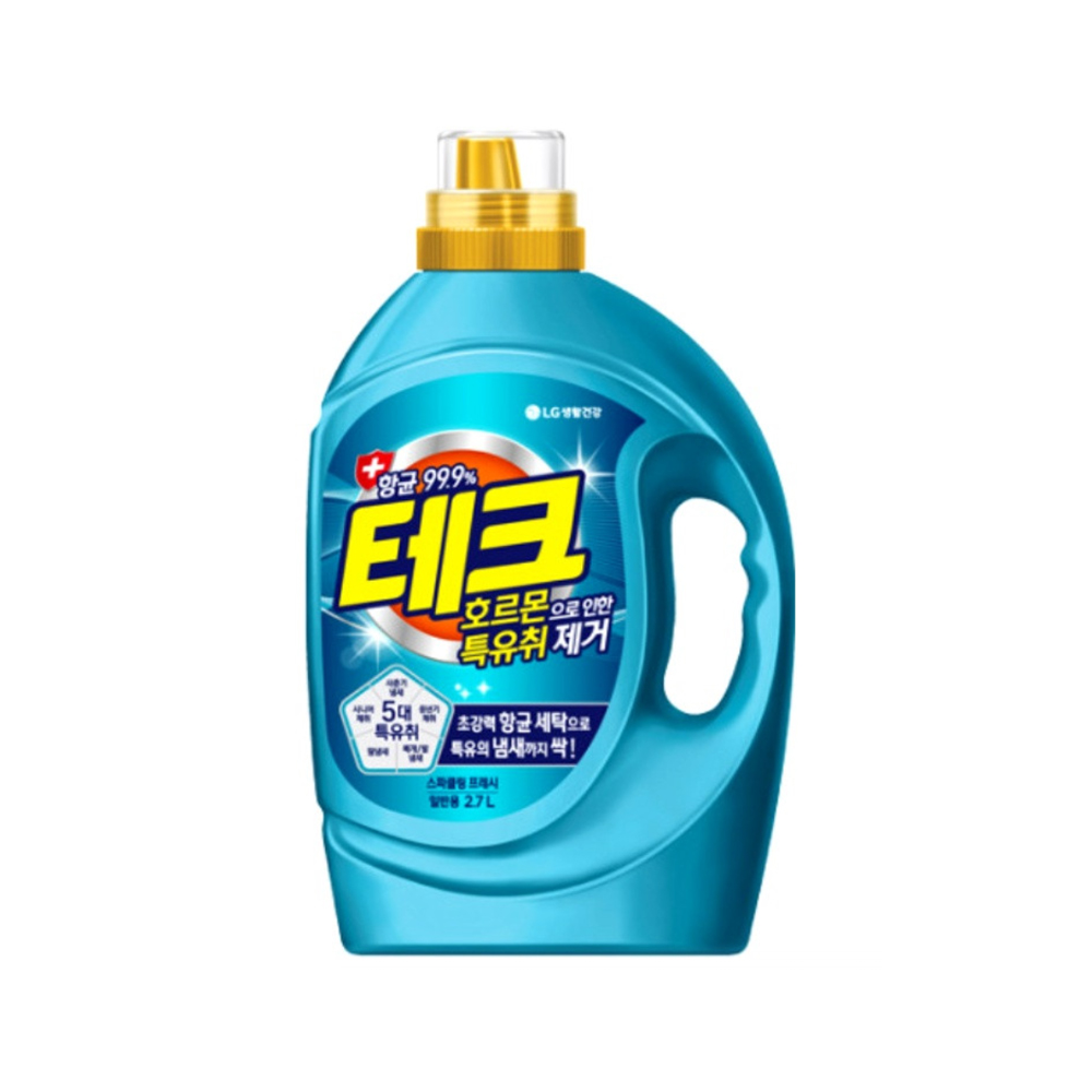 엘지생활건강 테크 호르몬으로 인한 특유취 제거 스파클링 프레시향 액체세제 일반용 2.7L - 상품 이미지