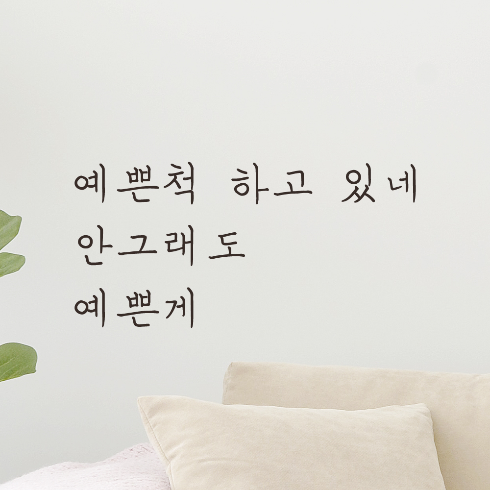 손글씨 레터링 스티커 예쁜척 하고 있네 안그래도 예쁜게 거울 카페 LH-003S검정 이미지 6