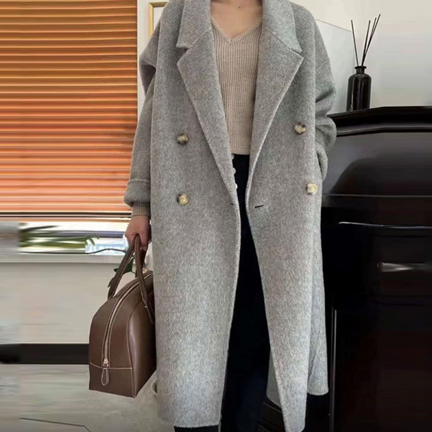 봄 울100 루즈핏 그레이 여성 롱코트 40대 여성코트 제품 이미지