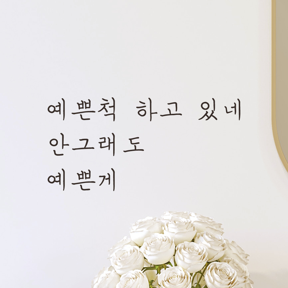 손글씨 레터링 스티커 예쁜척 하고 있네 안그래도 예쁜게 거울 카페 LH-003S검정 - 상세 이미지 5
