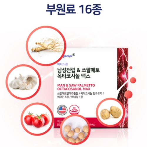바디스콥 남성전립 쏘팔메토 옥타코사놀 맥스 90캡슐 3개월 로르산 115mg 전립선 건강 이미지 6