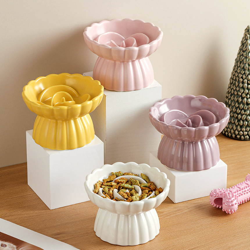 강아지 슬로우 식기 고양이 밥그릇 급체 방지 식탁 도자기