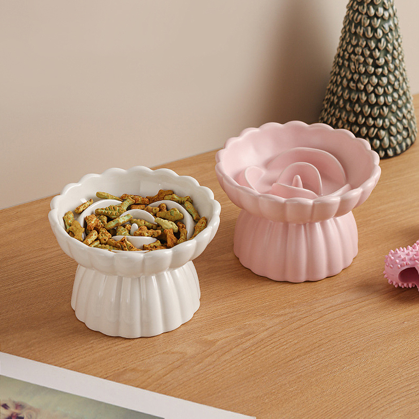 강아지 슬로우 식기 고양이 밥그릇 급체 방지 식탁 도자기