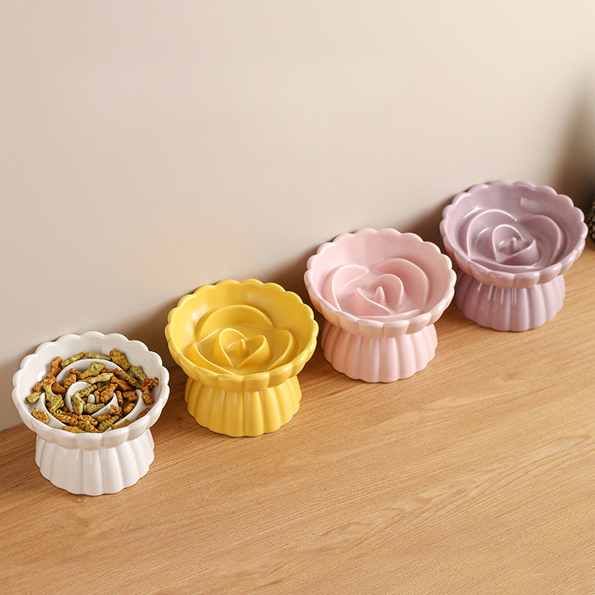 강아지 슬로우 식기 고양이 밥그릇 급체 방지 식탁 도자기