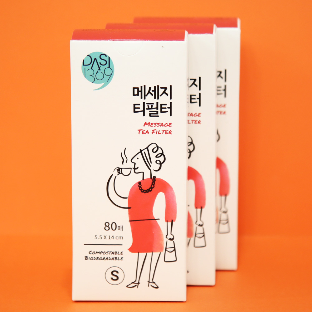 메세지 티필터 소형 80매입X3팩 티망 찻잎거름망 차여과기 티인퓨저 공티백 차티백 - 상품 이미지