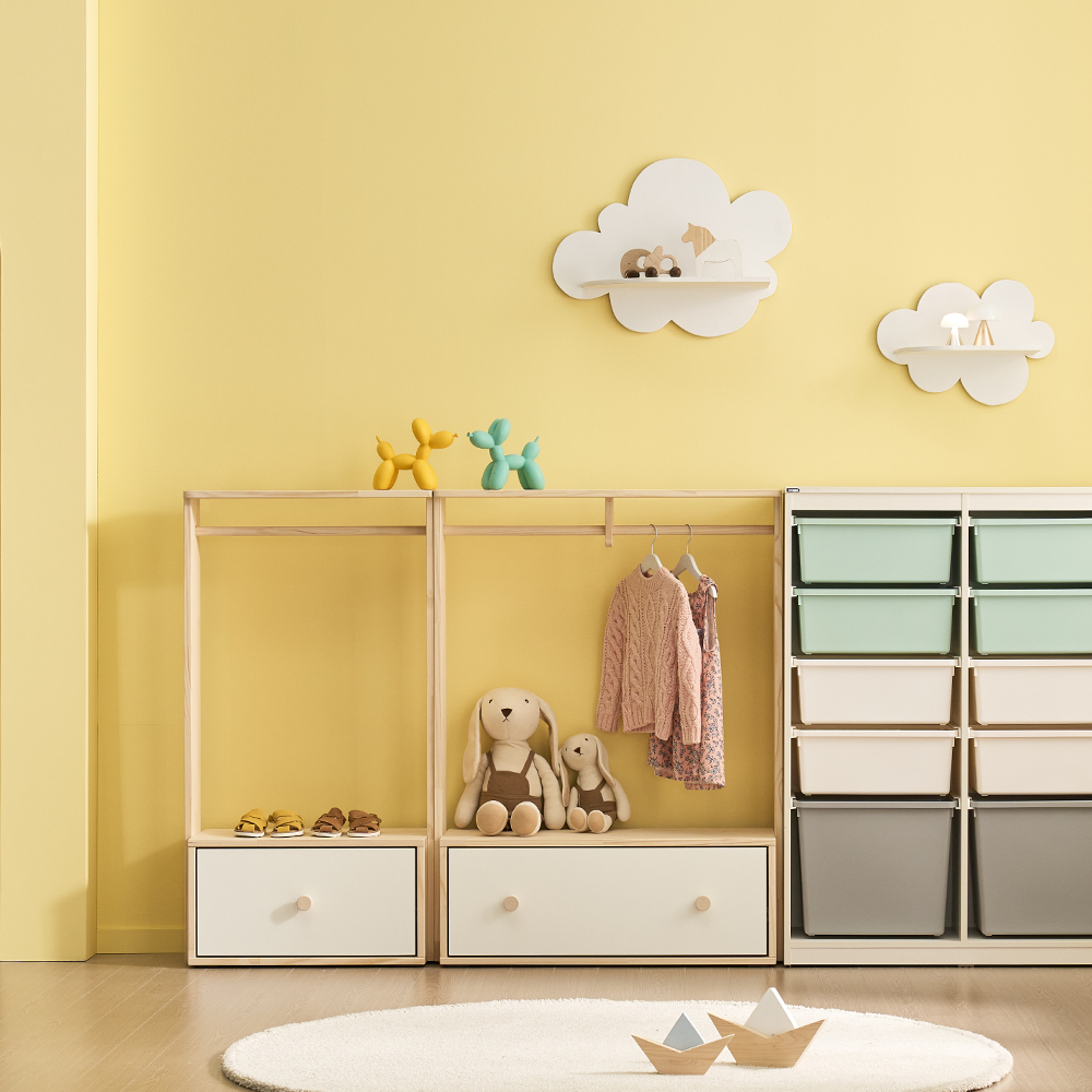 어거스트 600 아기행거 아기옷행거 옷걸이 주니어 유아행거 키즈 서랍형 원목