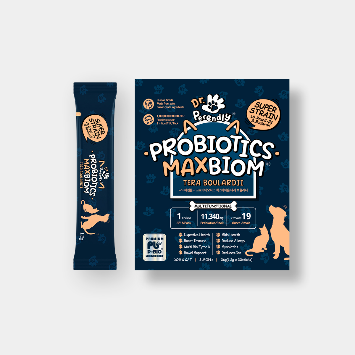 닥터페렌들리 맥스바이옴 강아지 고양이 유산균 장건강 설사 변비 면역력 30포, 5개