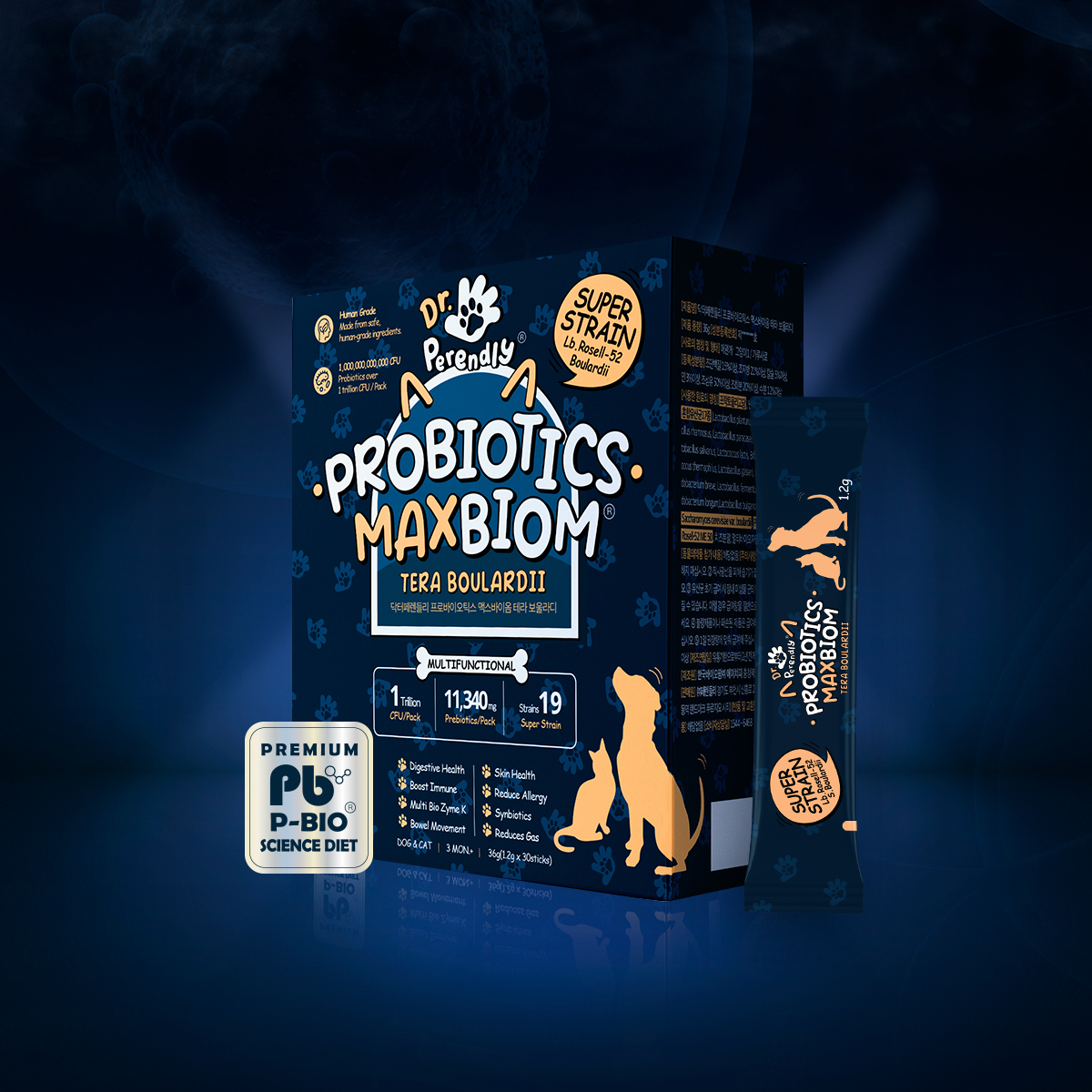 닥터페렌들리 맥스바이옴 강아지 고양이 유산균 장건강 설사 변비 면역력 30포, 5개