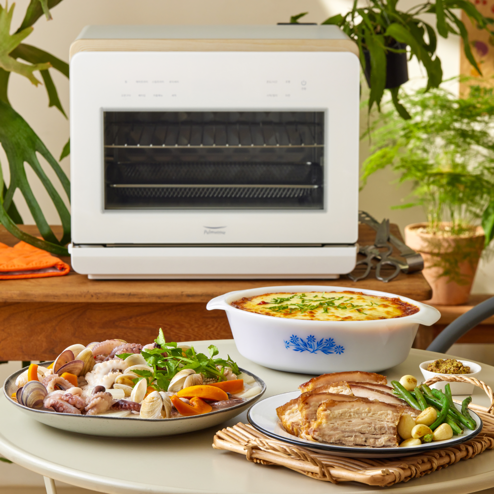 [슈퍼적립 10%/예약판매]풀무원 스팀쿡 마스터 듀얼스팀오븐 에어프라이어 20L AV20D11W (화이트&우드)