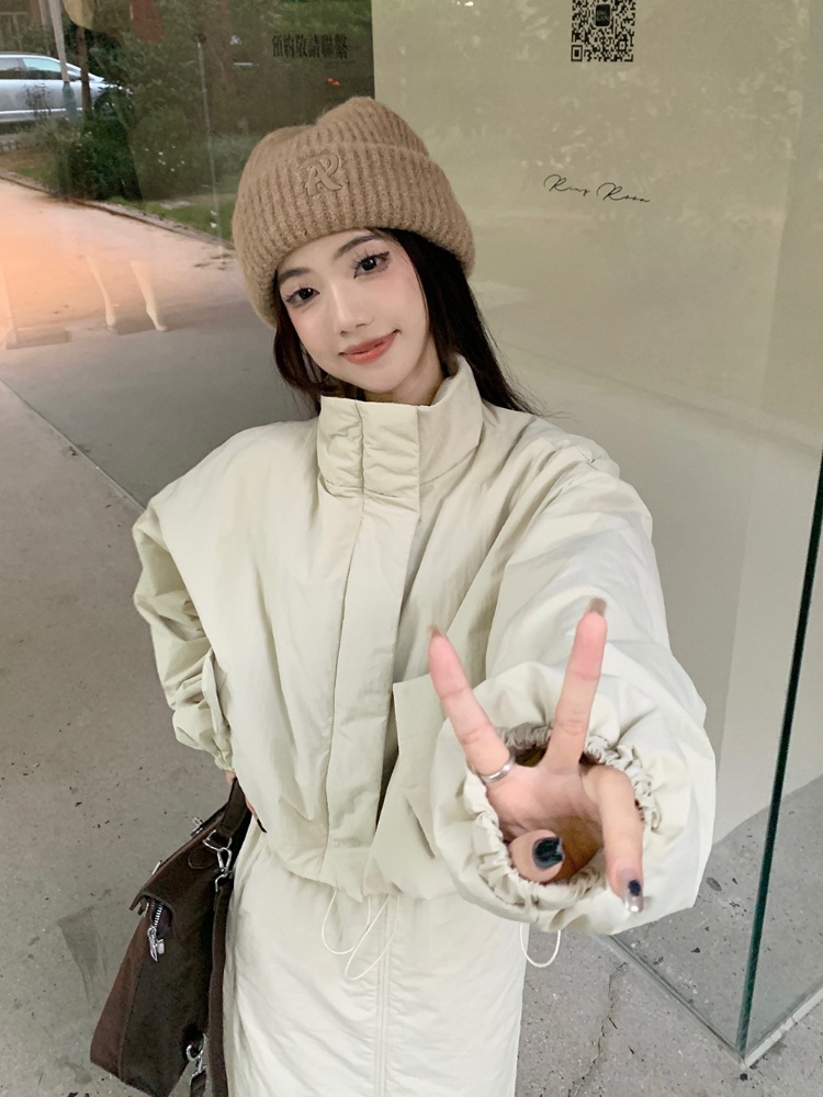 스탠드카라 퀼팅 숏패딩 롱스커트 코디 셋업 세트 귀여운 가을 겨울 코디 힙한 데일리 2컬러 - 상세 이미지 5
