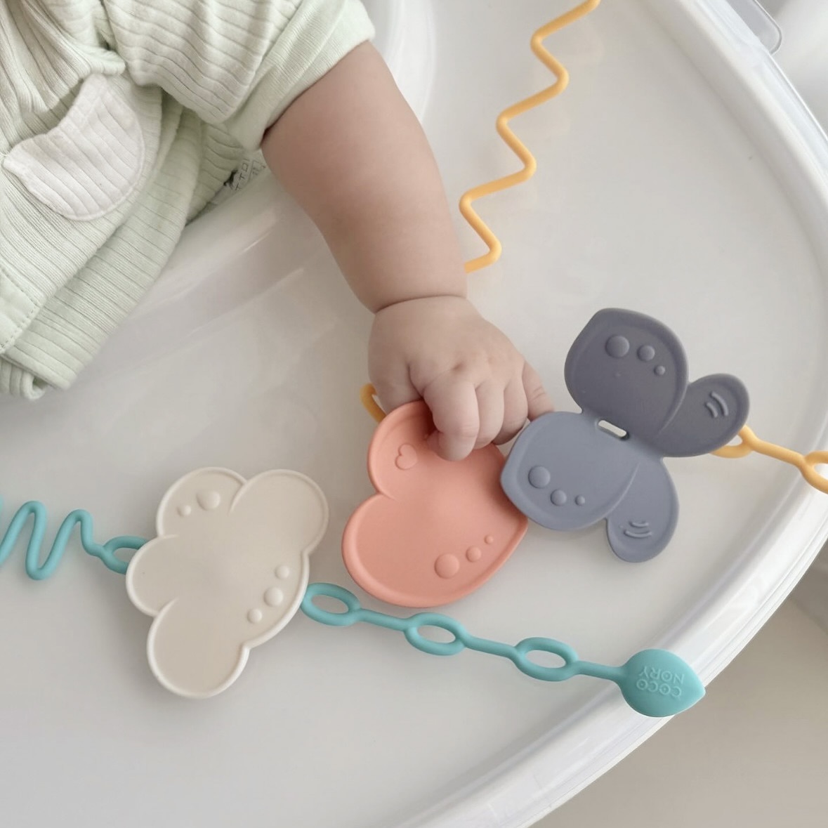 꼬꼬노리 쿠비 치발기 이파리스트랩 4종 아기선물세트 실리콘 국산