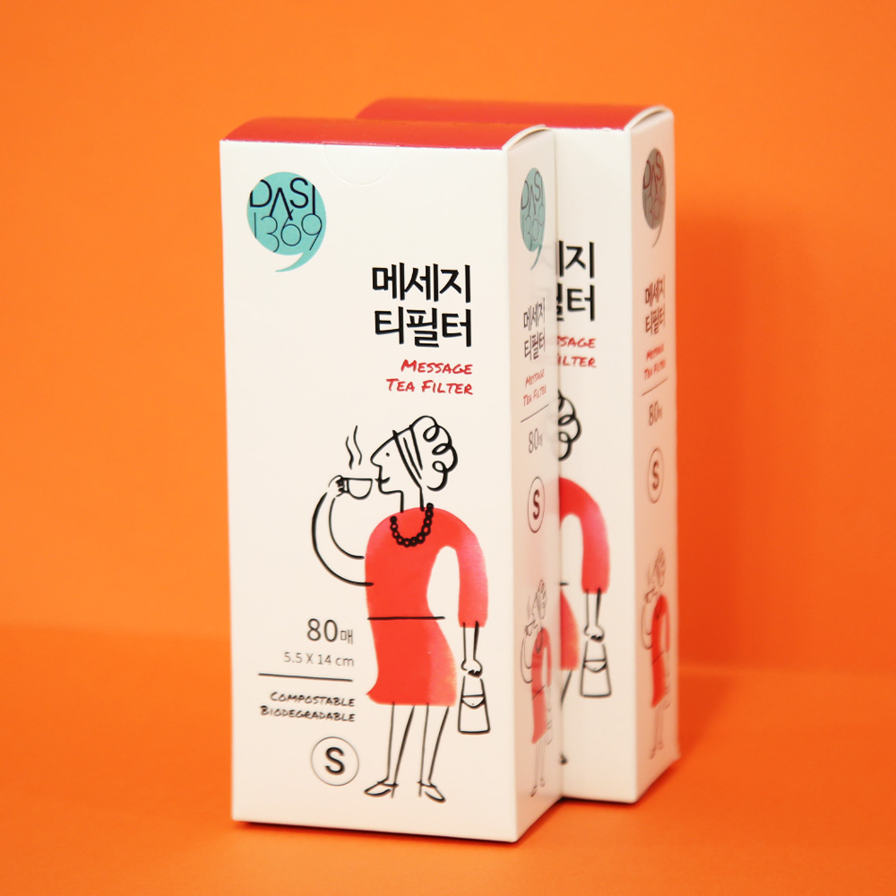 메세지 티필터 소형 80매입X2팩 티망 찻잎거름망 차여과기 티인퓨저 공티백 차티백 - 상품 이미지