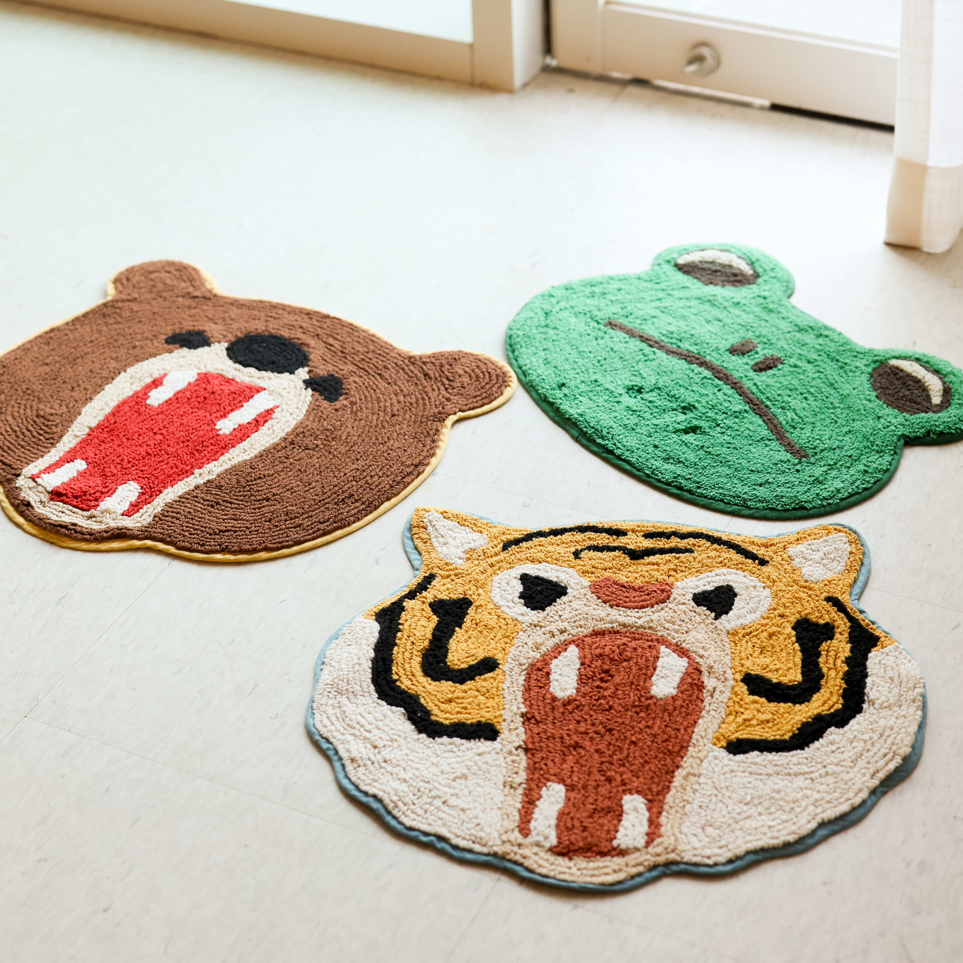 그린 개구리 캐릭터 순면 귀여운 욕실 발매트