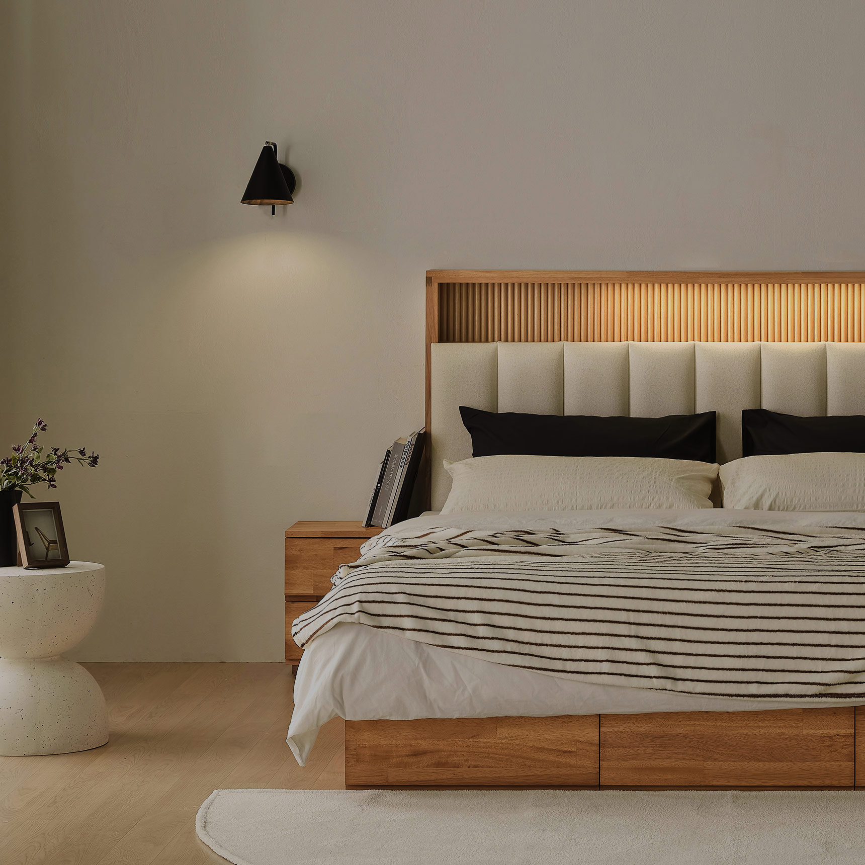 슬립퍼 노아 신혼 부부 트윈 원목 호텔침대 수납침대 프레임 LK 라지킹