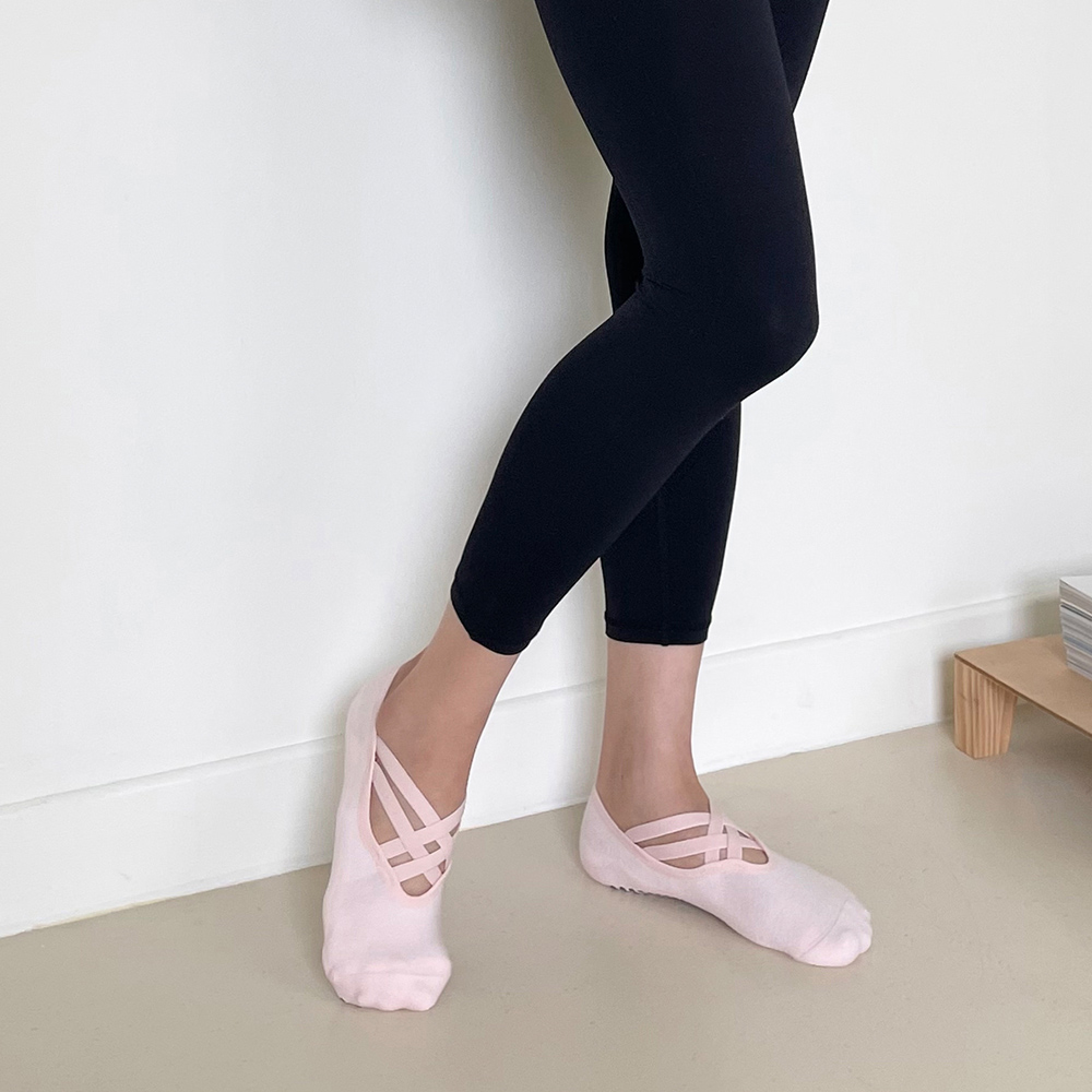 아사나 와플크로스 리본 쿠셔닝 쿠션 요가 필라테스 양말 논슬립 필라테스삭스 - 상세 이미지 4