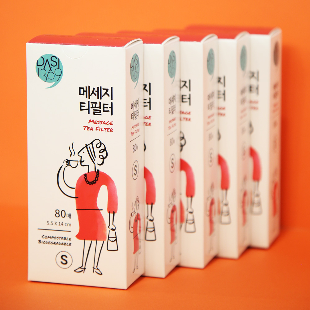 메세지 티필터 소형 80매입X5팩 티망 찻잎거름망 차여과기 티인퓨저 공티백 차티백 - 상품 이미지