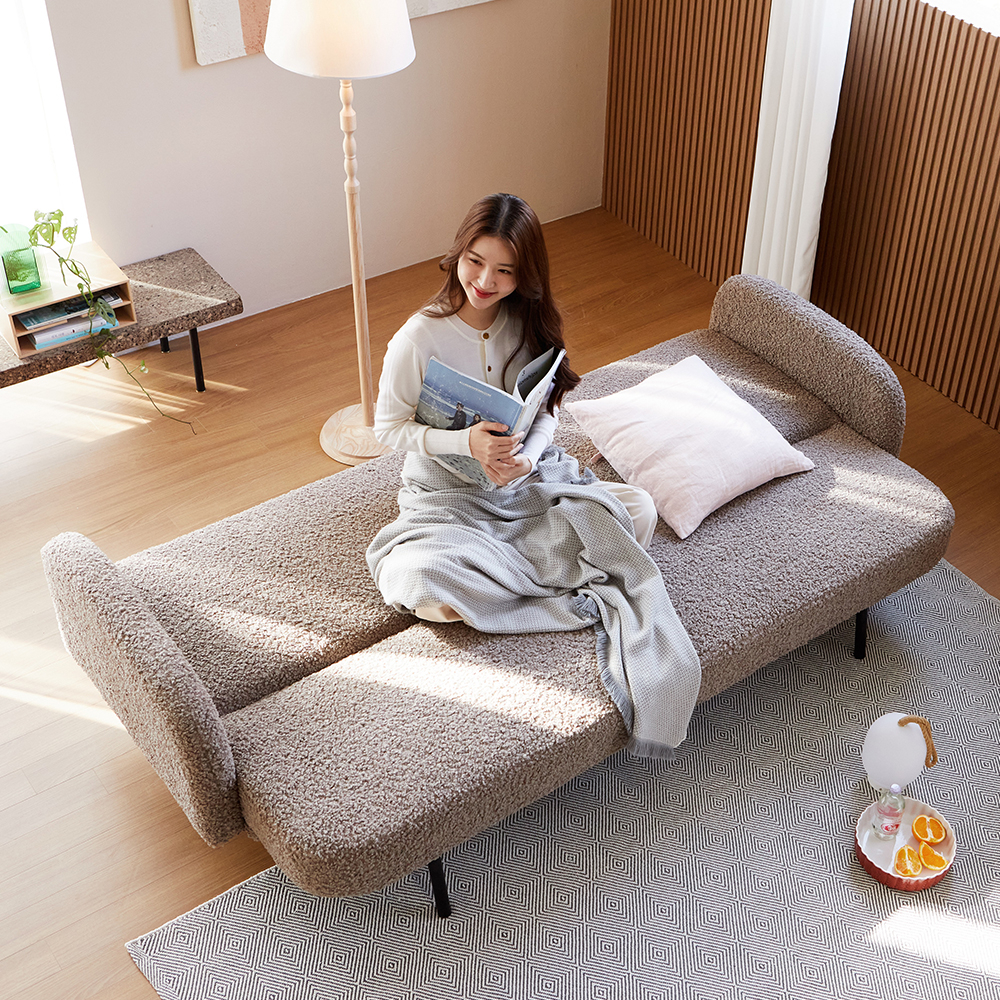 모던홈즈 트리밍 부클 패브릭 3인용 쇼파 접이식 데이베드 소파베드