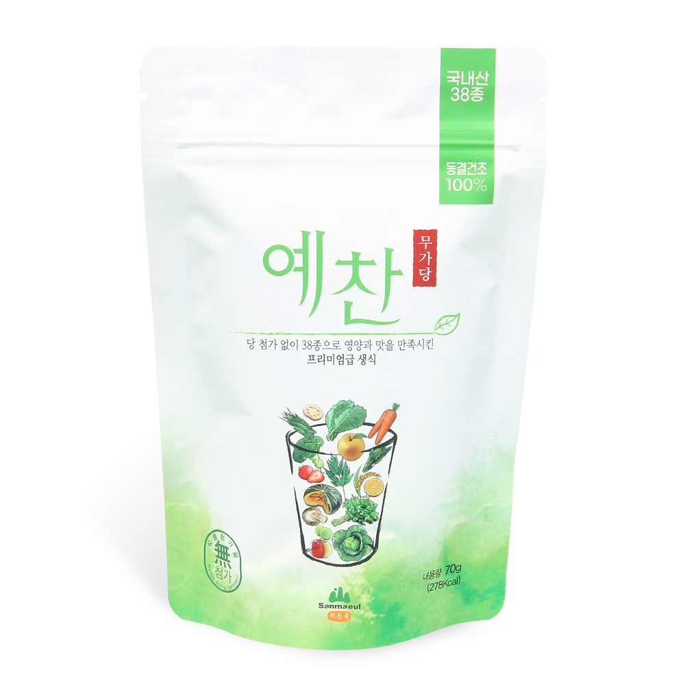 산마을 동결건조 무가당예찬 생식 곡물가루 아침대용식 70g - 상품 이미지
