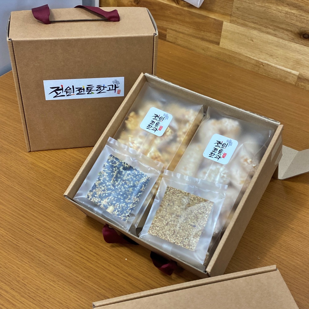 수제 조청 전통 한과 선물세트 손가락 유과 쌀강정 참깨 흑임자 혼합 땅콩 호박씨 - 상세 이미지 4