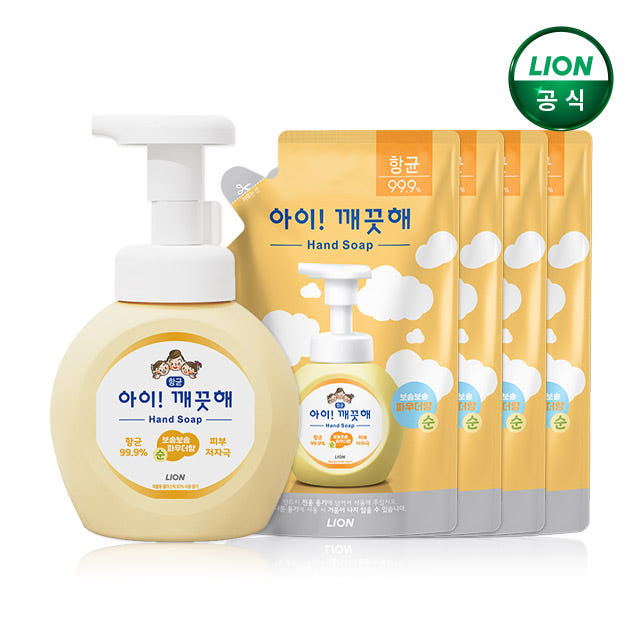 아이깨끗해 핸드워시 250ml 본품+200ml 리필 4개 가격 비교 라이온코리아 브랜드스토어 아이깨끗해 핸드워시 250ml 본품+200ml 리필 4개