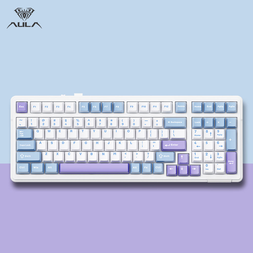 aula 독거미 f99 키보드 핫스왑 무선 게이밍 기계식 키보드 별하늘 구름 PC 고정판 화이트축 - 상품 이미지