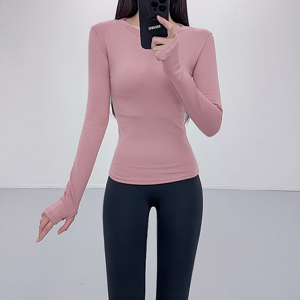 로라벨 더본 필라테스복 여성 요가복 필라테스 요가 상의 티셔츠 커버업 운동복 긴팔 복장 - 상품 이미지