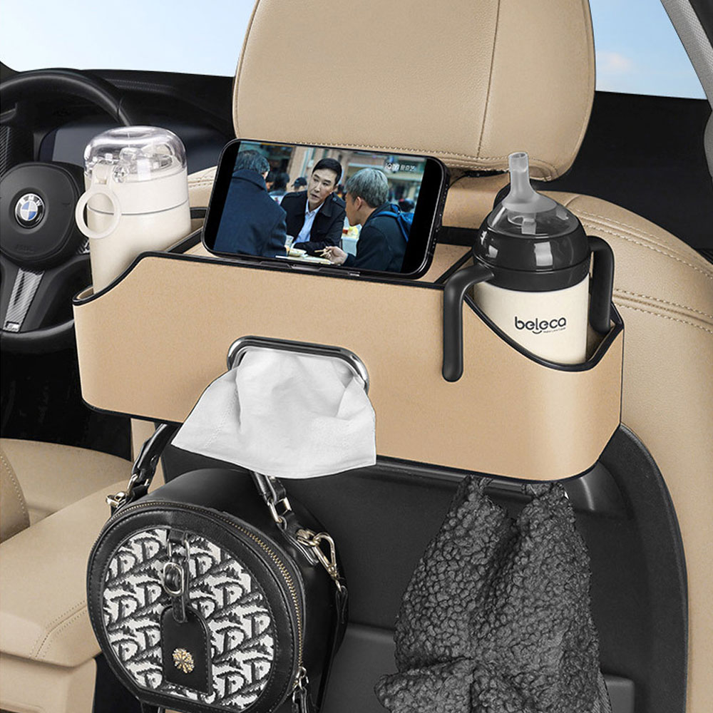 톨츠팩토리 자동차 수납함 차량용 정리함 뒷좌석 휴지 케이스 베이지