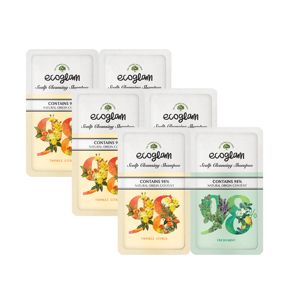 에코글램 스칼프 클렌징 천연샴푸 여행용 KIT 30매(민트 15매+시트러스 15매)