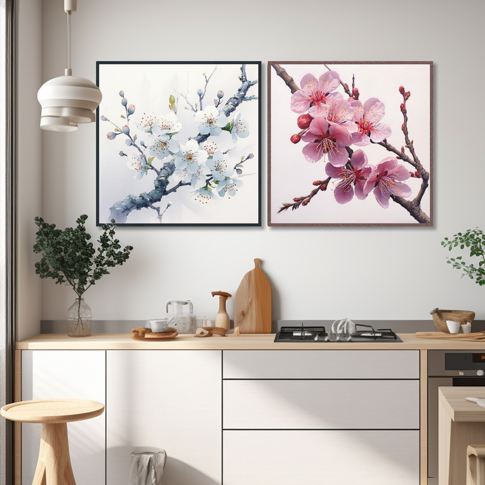 봄의화음 45x45cm 무광골드 알루미늄액자 매화그림 - 상세 이미지 4