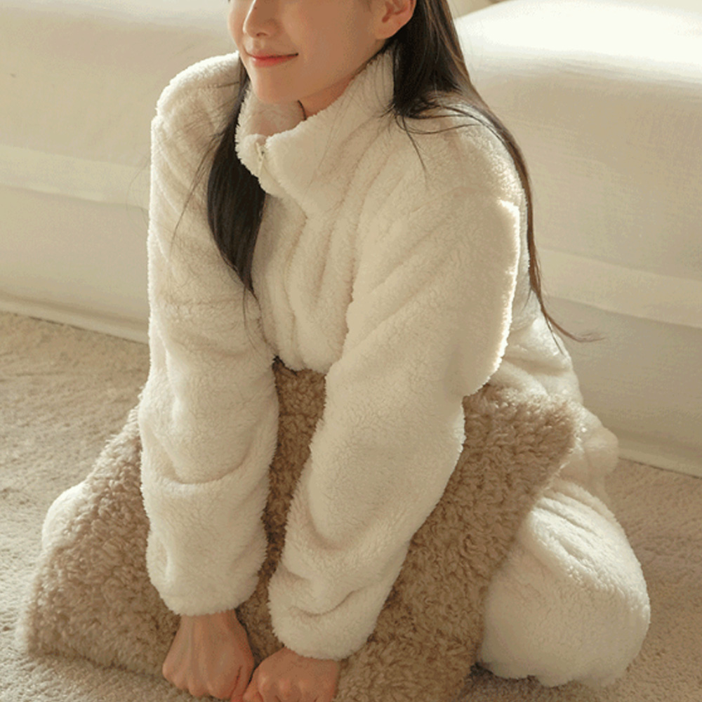 극세사 후리스 집업 파자마 수면 잠옷 세트 3color - 상품 이미지