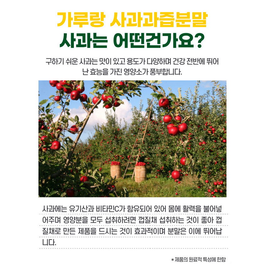 국산 사과가루 100% 사과 과즙 분말 통건조 선식 파우더 200g - 상세 이미지 3
