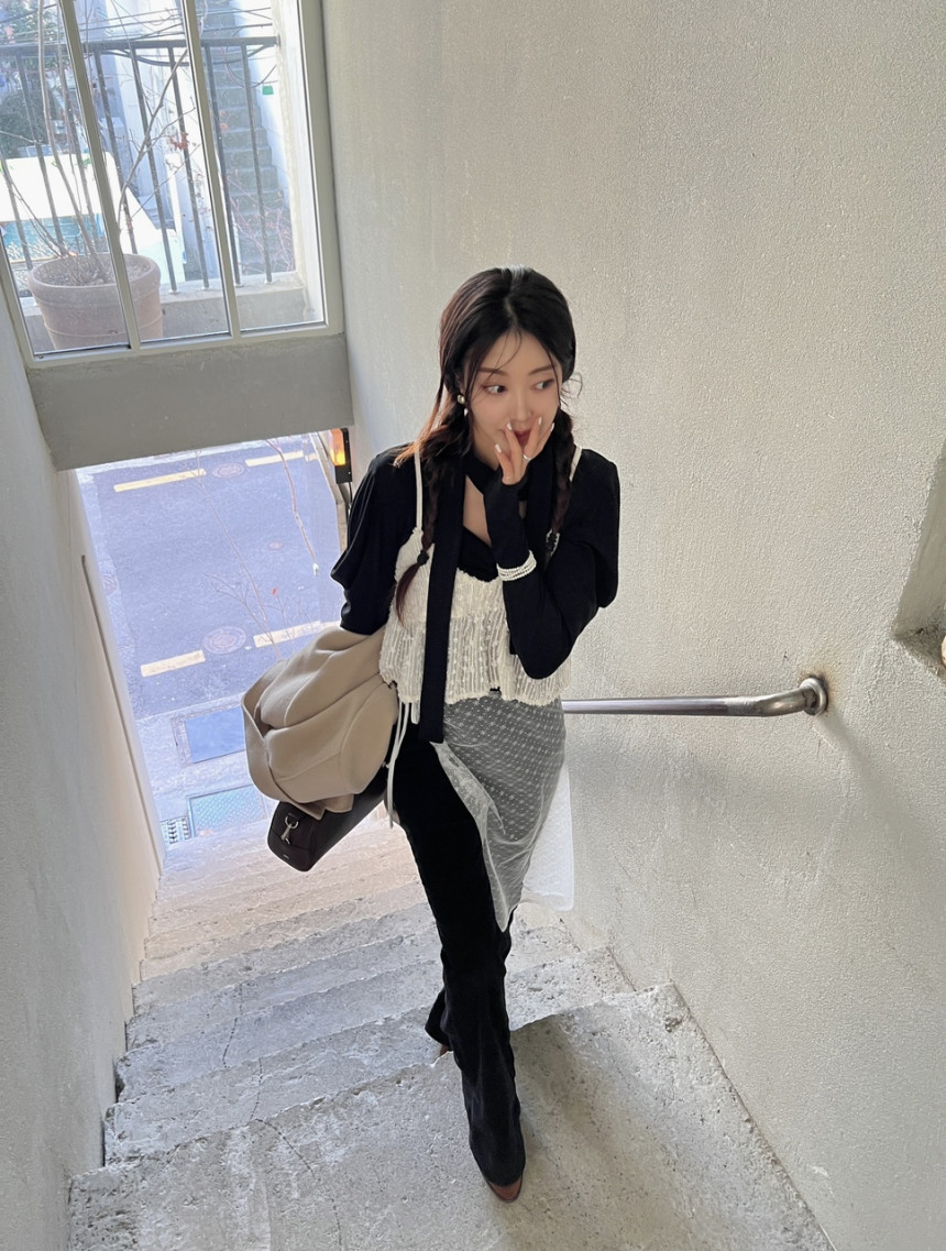 BEST/당일) 시스루 자수 레이어드 스커트 상세 이미지 54