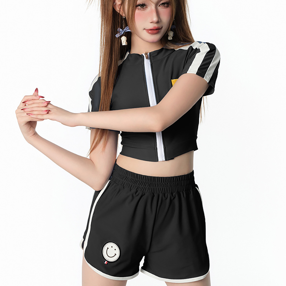 여자 운동복 3PCS 반팔 반바지 해변 피트니스 비치웨어 이미지 6