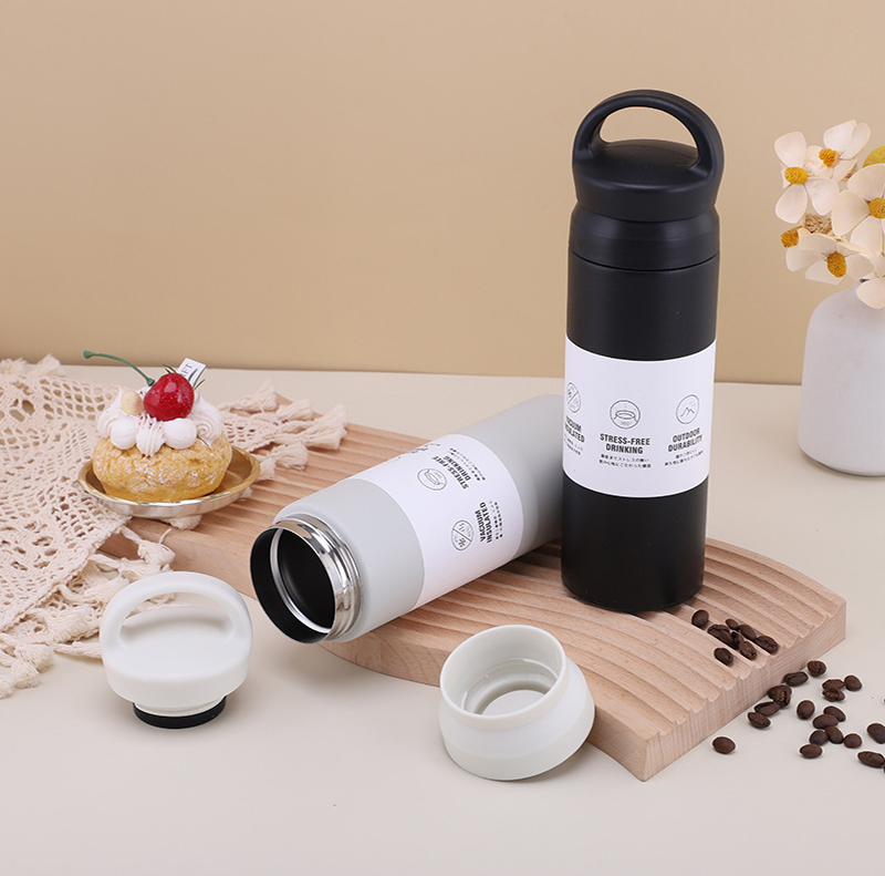 손잡이 대용량 보온텀블러 500ml 물병 물통 자전거 캠핑용 판촉물 스텐 워터보틀 텀블러 - 상품 이미지