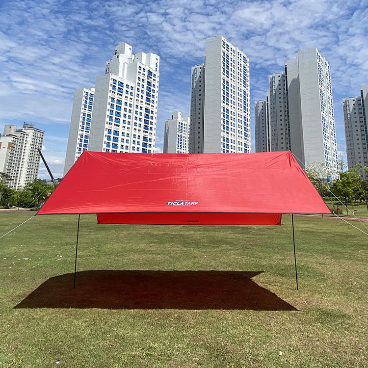 빈슨메시프 티클라 렉타 타프 풀구성 차박 캠핑 타프스크린 그늘막 450x450cm, 레드