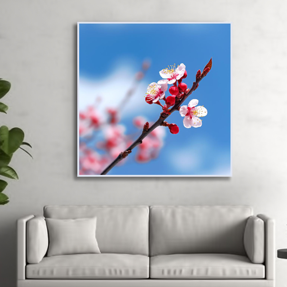봄의화음 45x45cm 무광골드 알루미늄액자 매화그림 - 상세 이미지 2