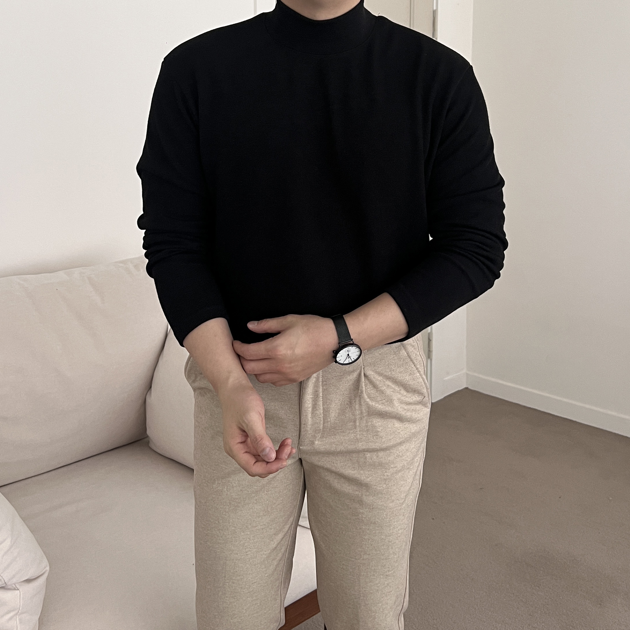 남자 반폴라 하프넥 폴라티 목티 이너 레이어드 빅사이즈 - 상세 이미지 4
