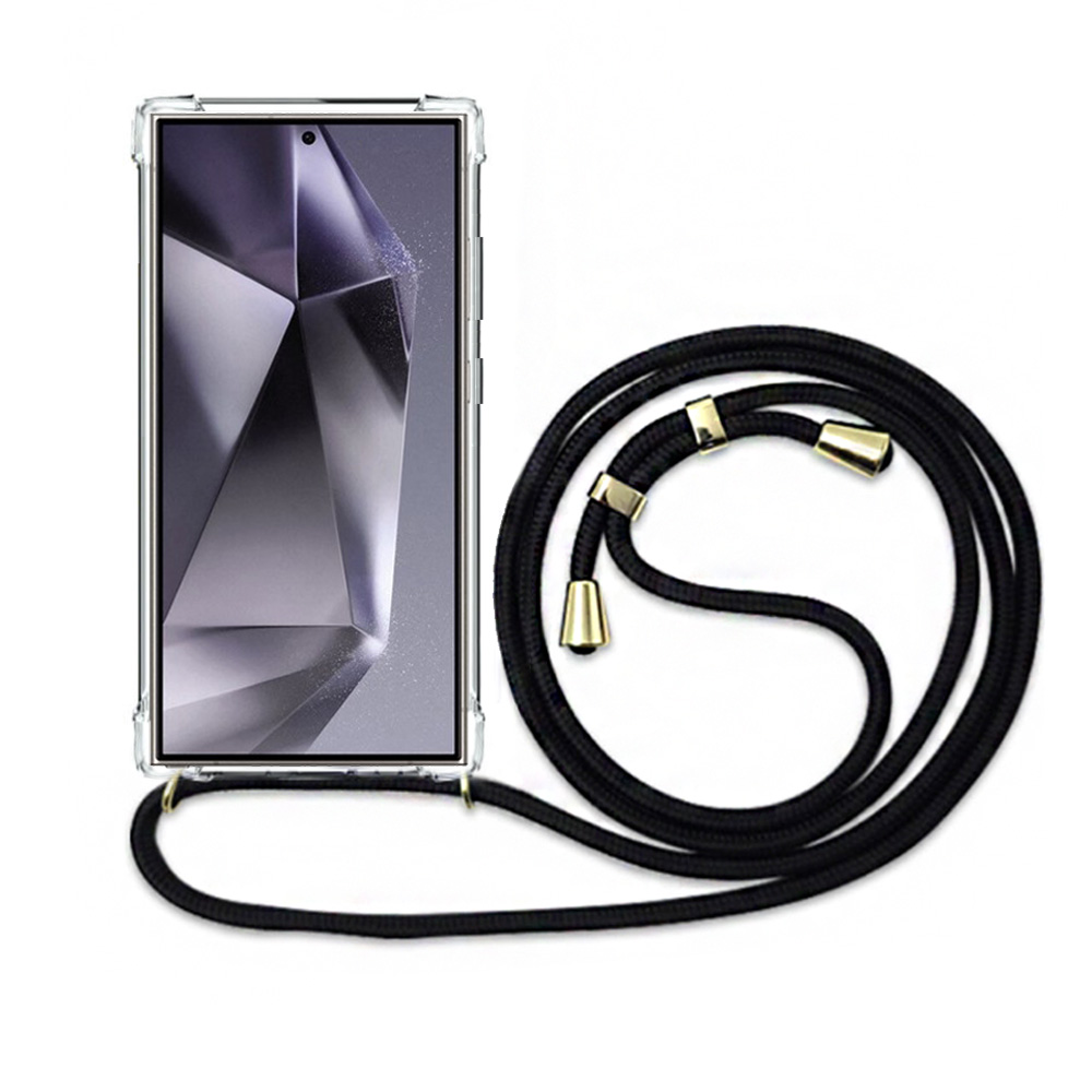 에어 범퍼 스트랩 목걸이 케이스 투명, 갤럭시S24 울트라