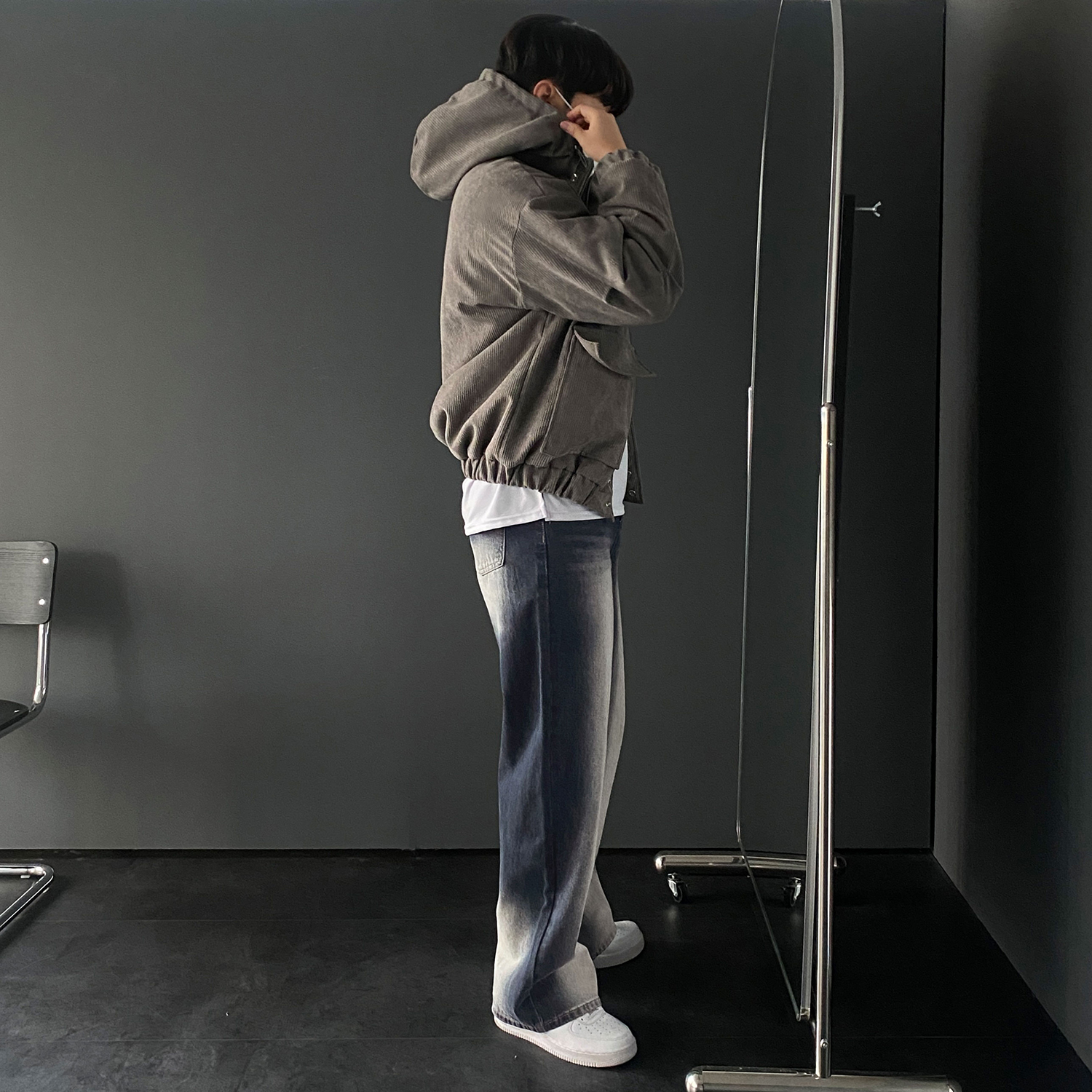 남자와이드청바지 남자통청바지 흑청바지 이미지 3