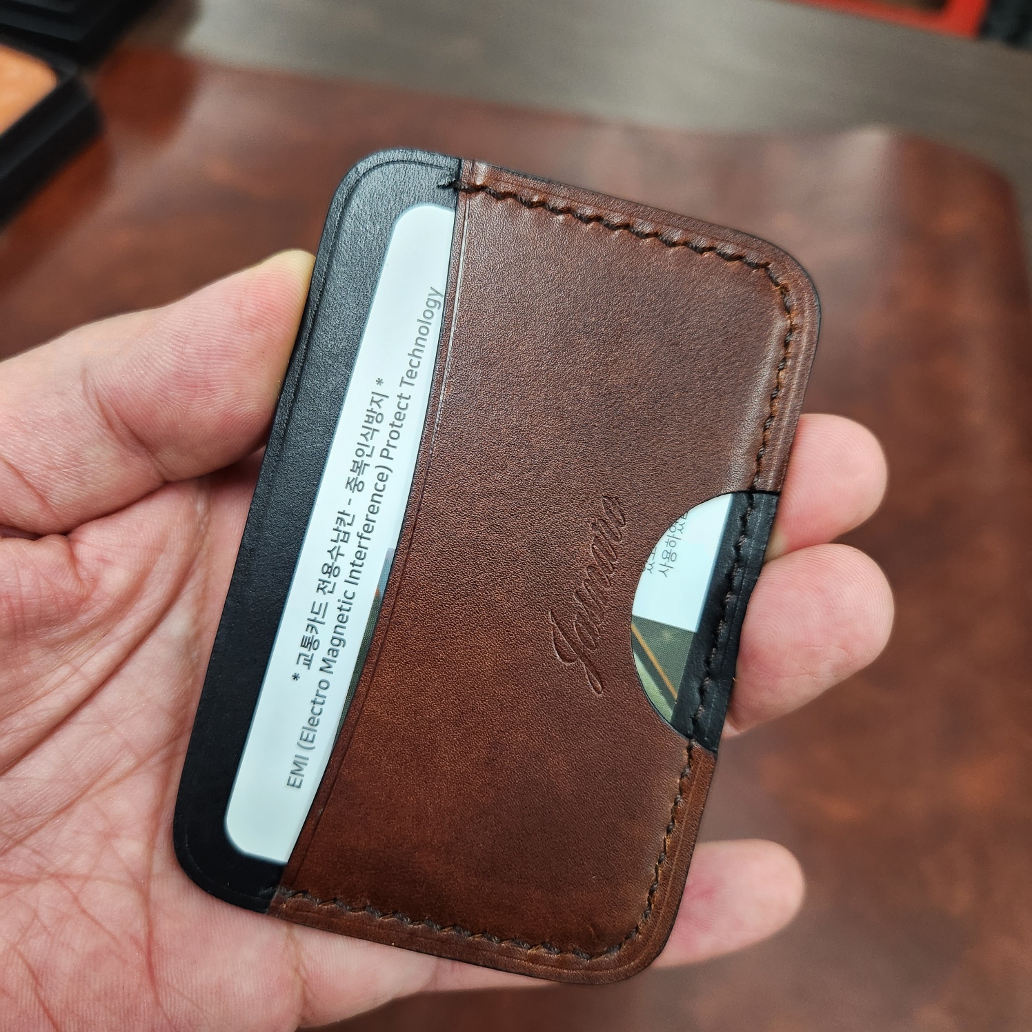 슬림 카드슬롯 소가죽 카드홀더 가죽공방 이니셜각인 (VOL11)