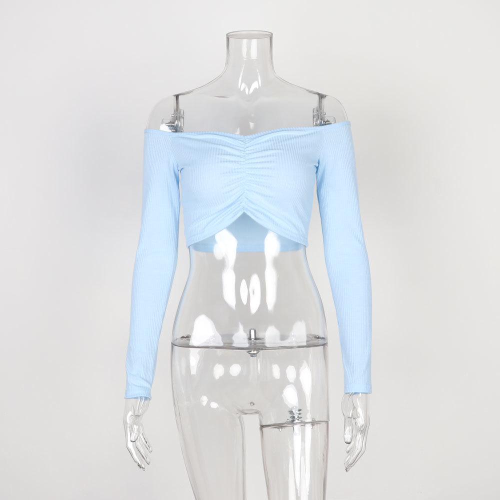 걸포유 오프숄더 크롭티 긴팔 셔링 바디프로필 크롭탑 - 상세 이미지 5