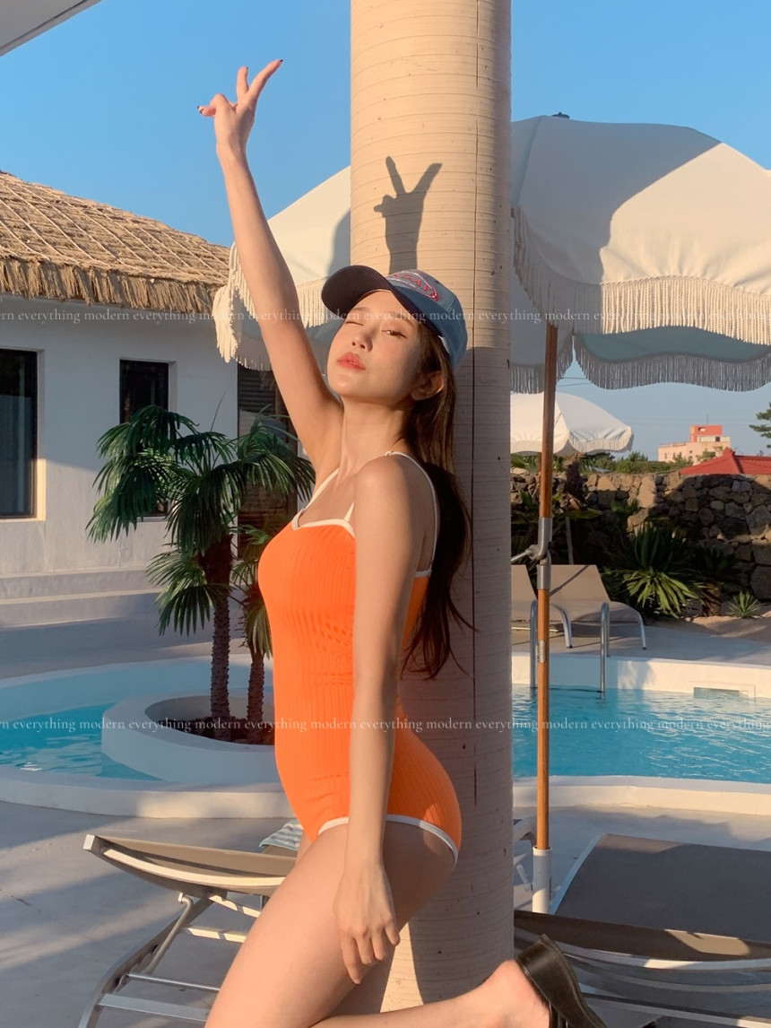 🍊[파우치증정/날씬보장] M-3XL 빅사이즈 배색 모노키니 호캉스 호텔 바캉스 휴양지 유교걸 수영복 상세 이미지 24