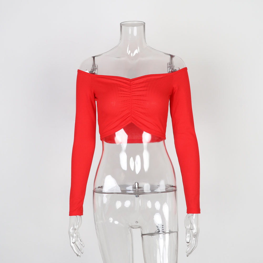 걸포유 오프숄더 크롭티 긴팔 셔링 바디프로필 크롭탑 - 상세 이미지 4