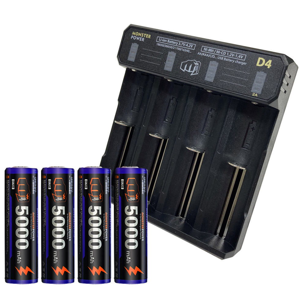 몬스터파워 21700 배터리 4개 4구충전기 세트 C타입 5000mAh - 상세 이미지 5