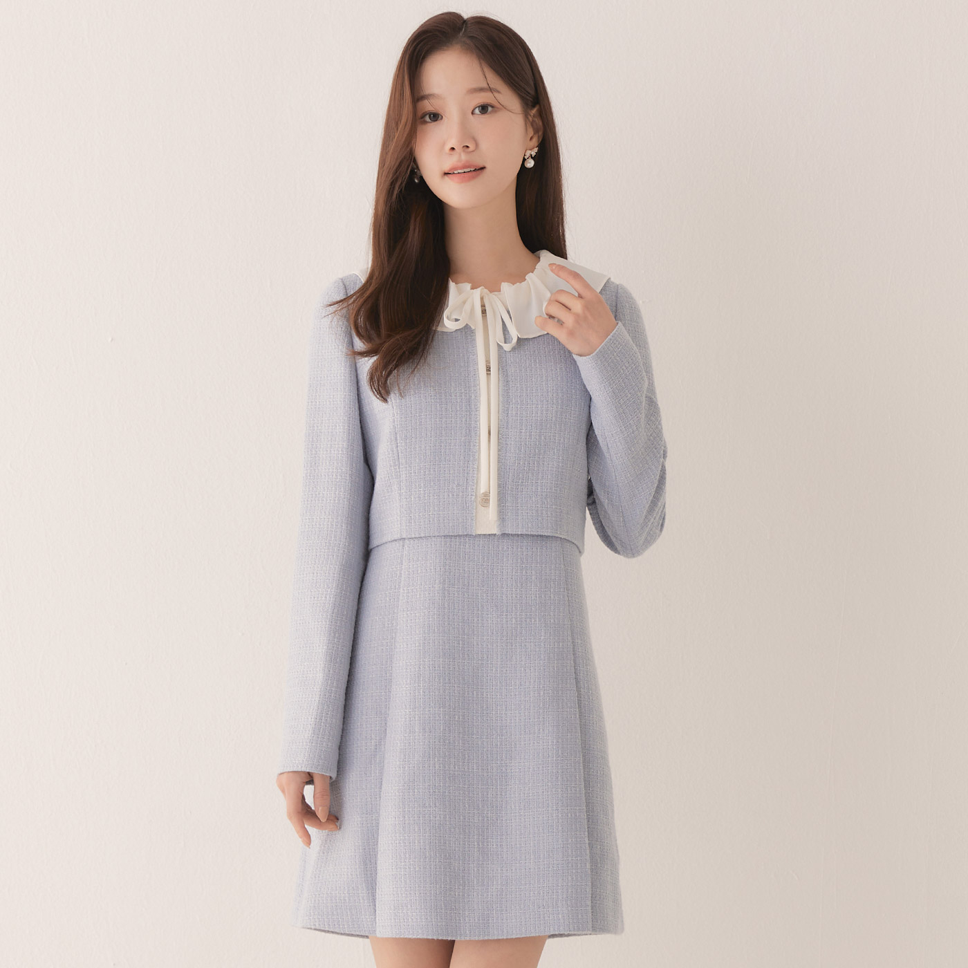 [N배송] 로엠 리본 트위드 2in1 원피스 RMOWE23R99 상세 이미지 4