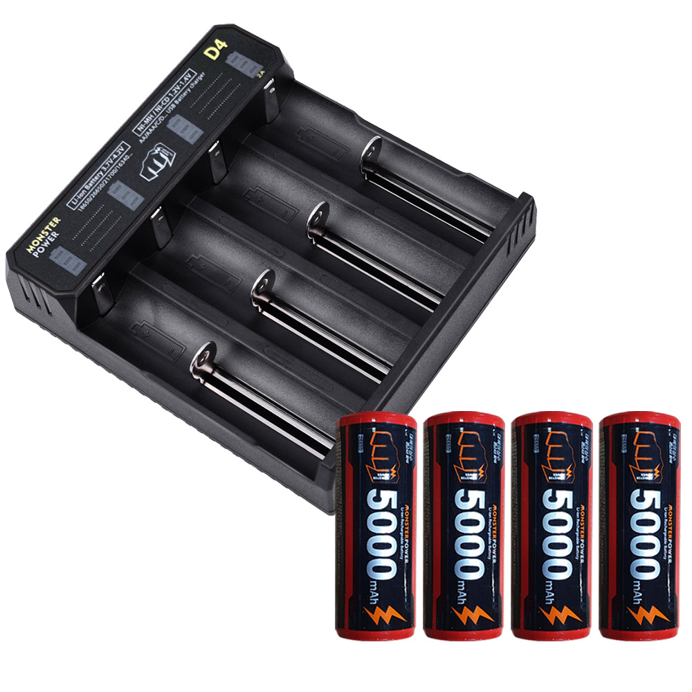 몬스터파워 26650 배터리 4개 4구 충전기 세트 5000mAh C타입 이미지 6