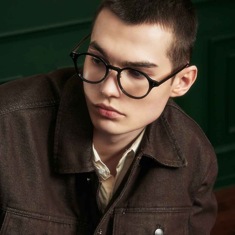 블루라이트차단 안경 투명 안경테 가벼운 뿔테 다각형 peach