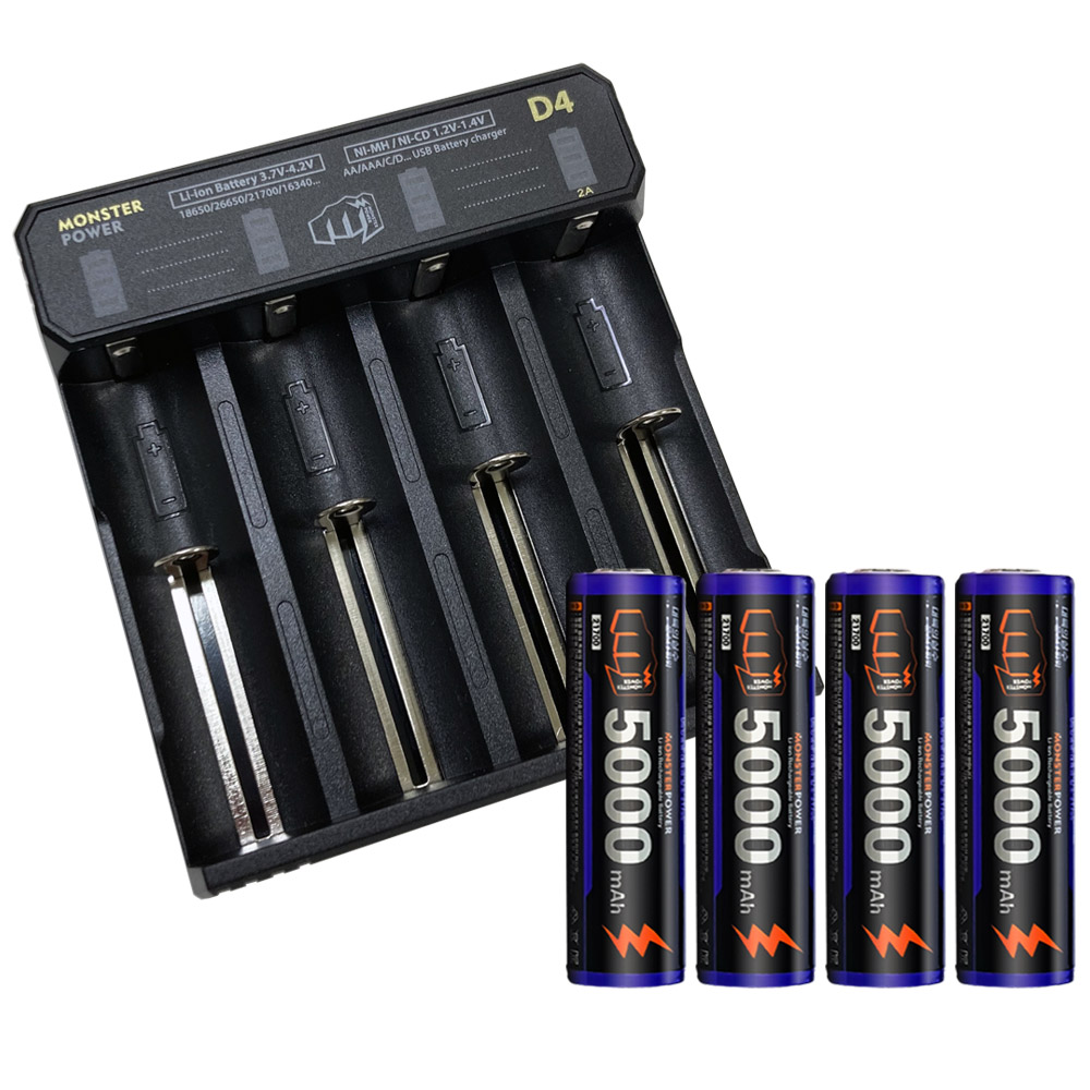 몬스터파워 21700 배터리 4개 4구충전기 세트 C타입 5000mAh - 상세 이미지 4