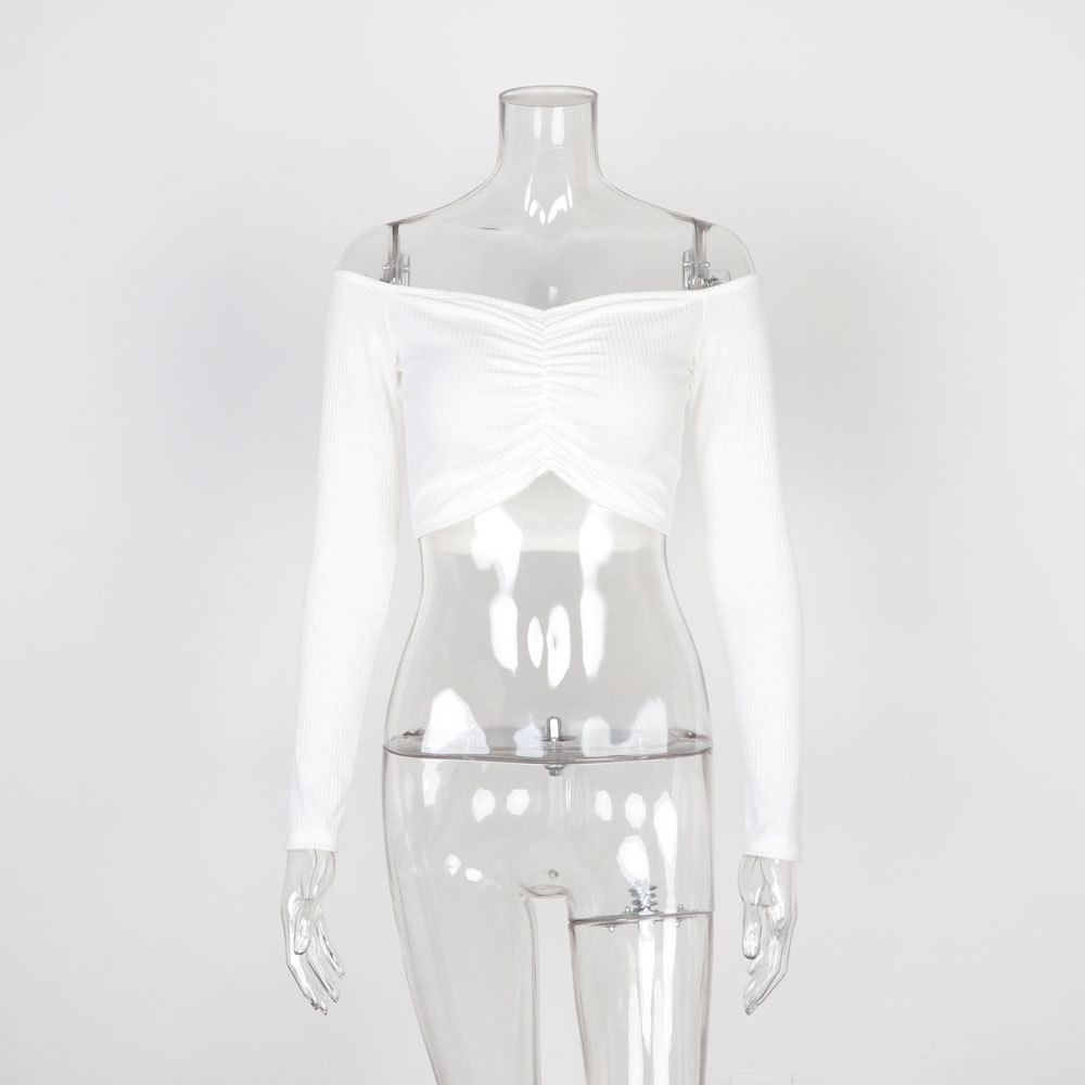 걸포유 오프숄더 크롭티 긴팔 셔링 바디프로필 크롭탑 - 상세 이미지 3