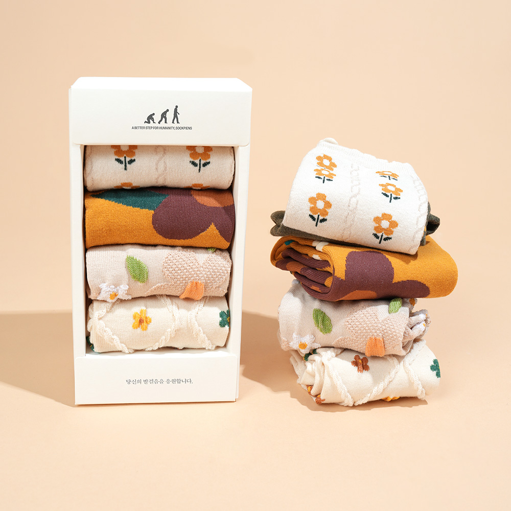 삭피엔스 여자 양말 선물세트 무지 긴목 무지 골지 긴 흰 패션양말 N배송